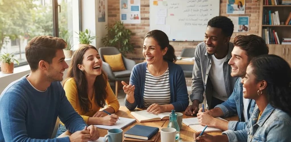 Des apprenants travaillent ensemble autour d'une table
